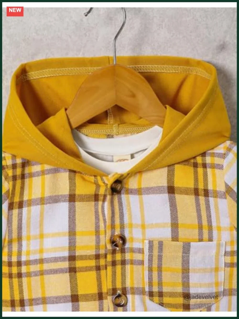 Plaid Short Sleeve Hooded Button Shirt and Jogger Shorts Set for Kids